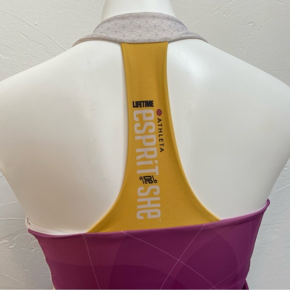MOXIE CYCLING LIFETIME ATHLETA ESPRIT DE SHE PURPLE WHITE ATHLETIC TANK TOP - Picture 7 of 16